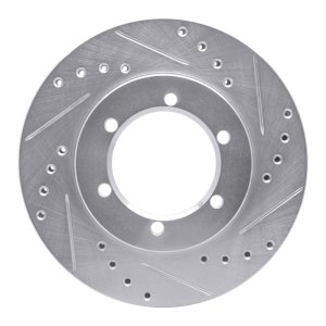 Nissan NP300 Brake Rotor (1) - Front Right - R1 Concepts - Drilled & Slotted - Silver - `98-`15